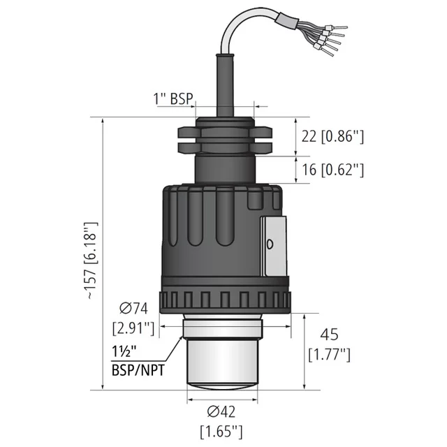 NIVELCO PiloTREK WPC-220 radar level transmitter technical illustration