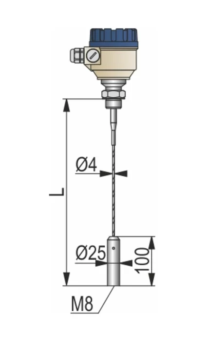 NIVELCO MicroTREK HTK-700 guided wave radar transmitter technical illustration