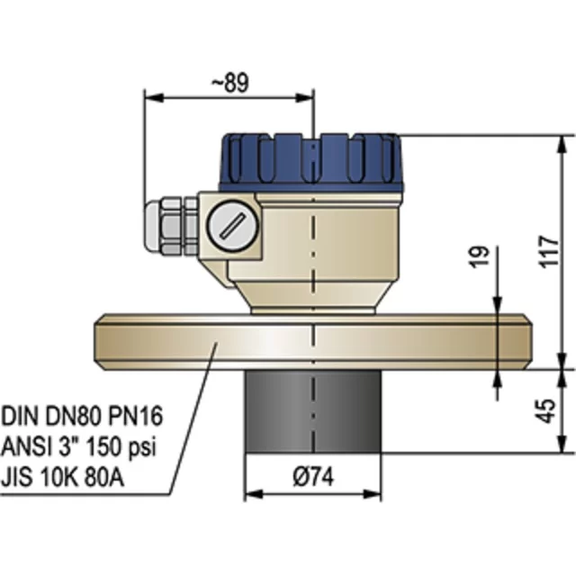 NIVELCO EchoTREK SE-300 ultrasonic level transmitter technical illustration
